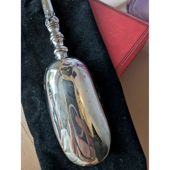 Vintage Silver Plated Spoon Cross Handle‎ Sugar Nut Scoop with Pouch Religious - Picture 4 of 7